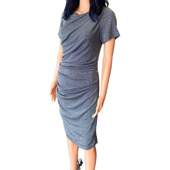 Betsy & Adam Ruched Glitter Knit Sheath Knee Length Dress Size 6 NEW - Picture 5 of 7